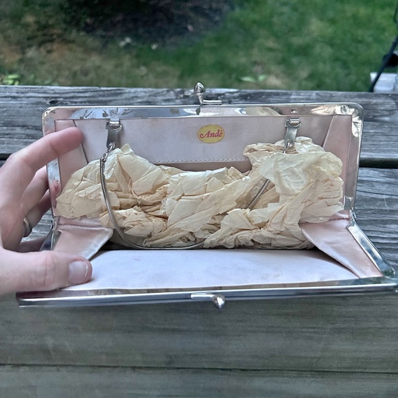 Vintage 1969’s Andè Silver Evening Bag/Hand Clutch with Snake Chain Strap - Picture 5 of 15